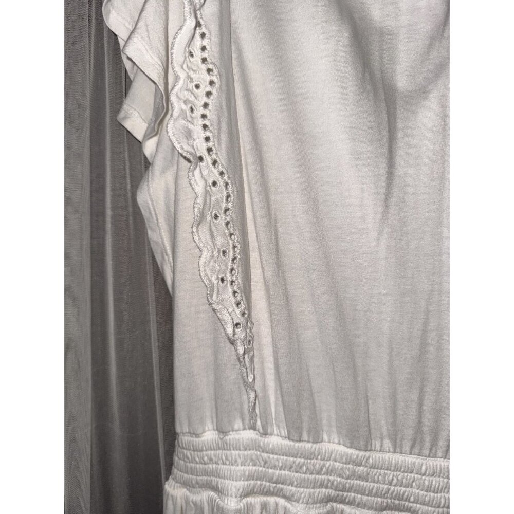 Black Label Lauren Ralph Lauren White Eyelet Ruffle Dress Size 8 Cotton Blend Wo - Picture 7 of 9